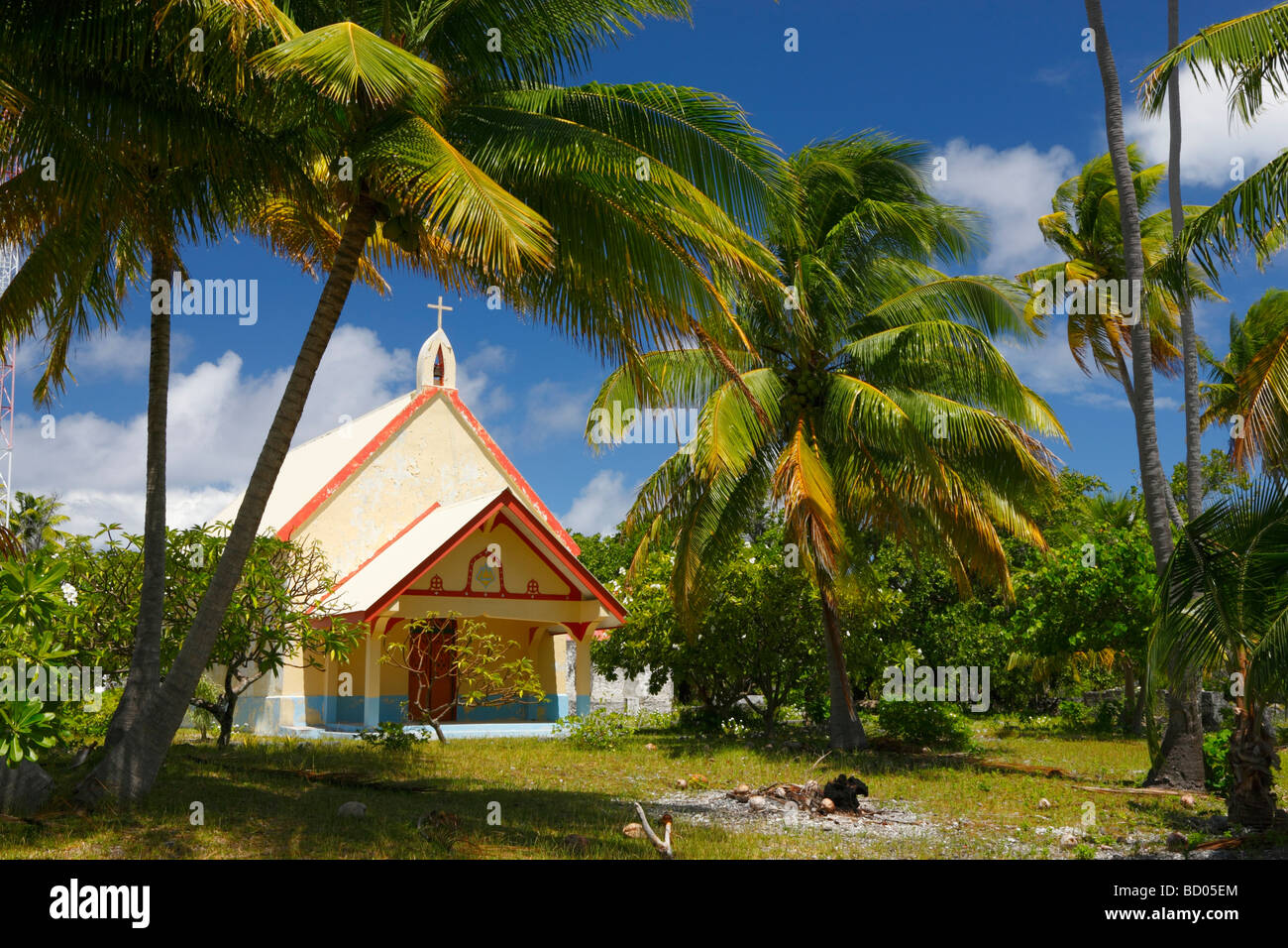 Tetamanu église, Fakarava, archipel des Tuamotu, Polynésie Française Banque D'Images