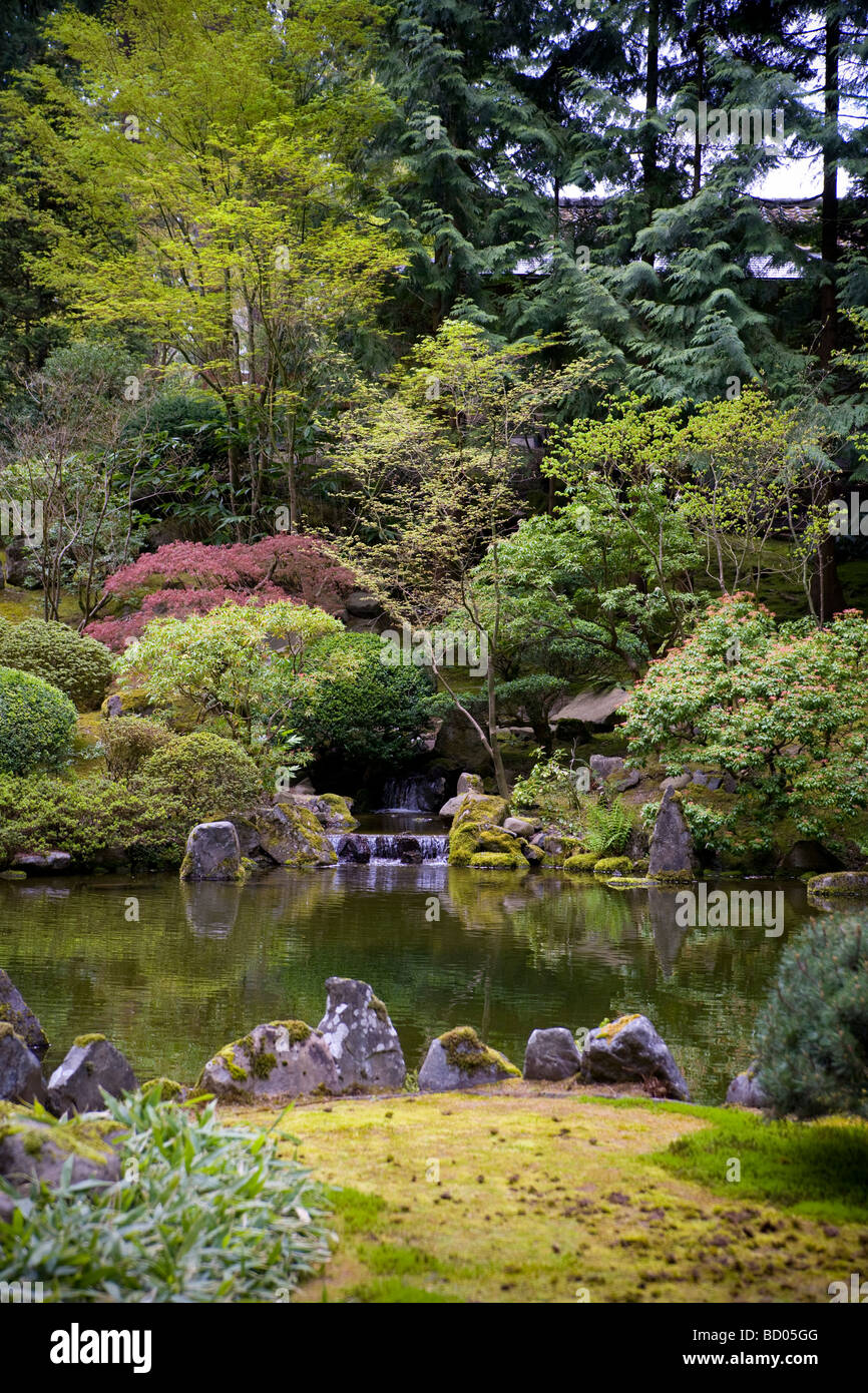 Jardin japonais de Portland Oregon Banque D'Images