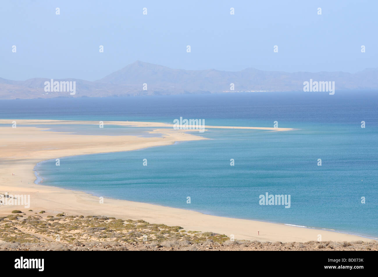 Vue aérienne de Playa de Sotavento, Fuerteventura, Espagne île des Canaries Banque D'Images