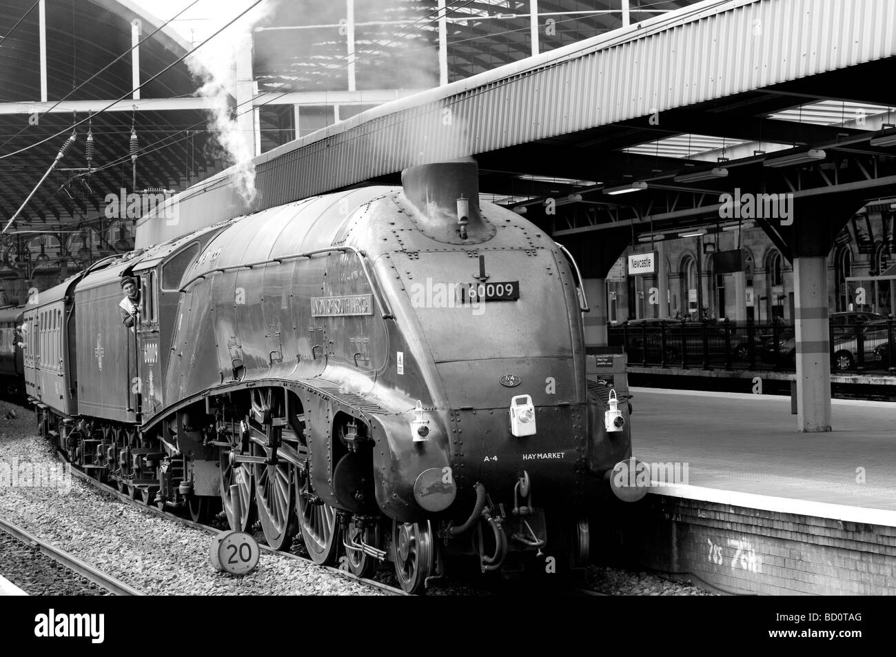 Londres et du nord-est du chemin de fer du Pacifique A4 60009 "Union de l'Afrique du Sud' train à vapeur de la gare de Newcastle, Newcastle, Angleterre, Royaume-Uni Banque D'Images