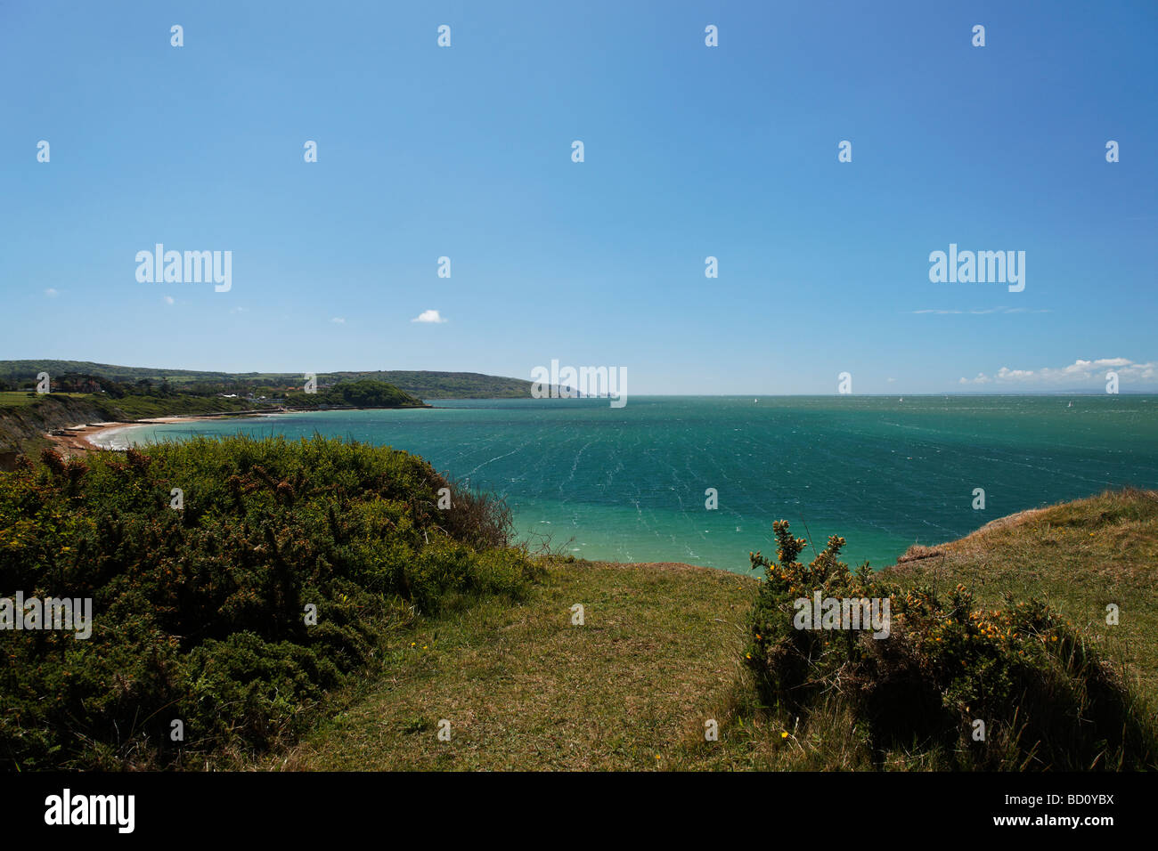 Une journée ensoleillée sur Linston Chine et Colwell Bay, île de Wight Banque D'Images