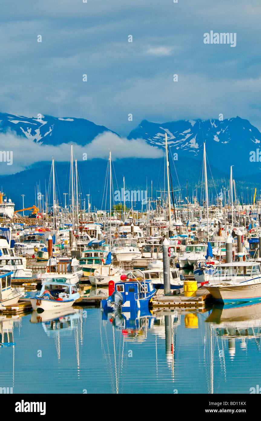 Petit bateau Port, Homer Spit, Homer, Kenai Peninsula, Alaska USA Banque D'Images