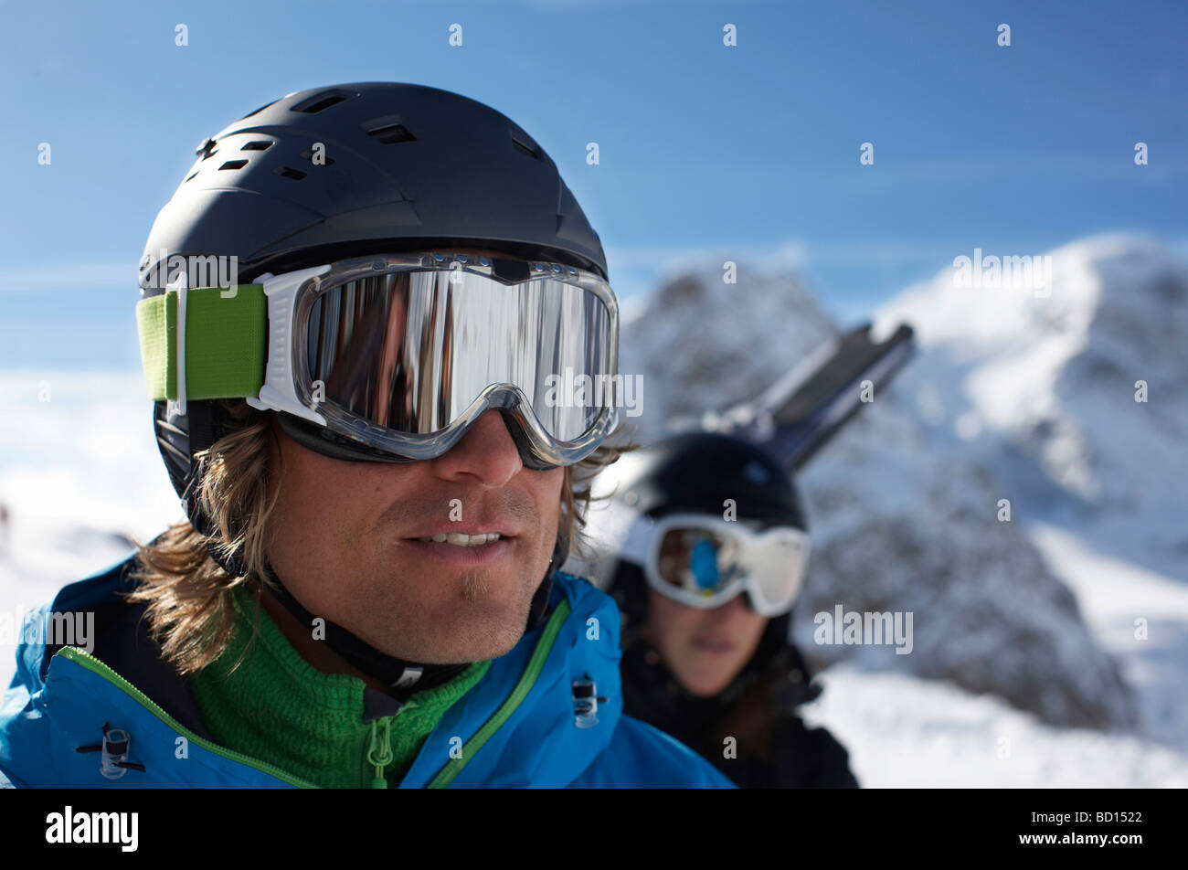 Snowboarder, skieur, Saint-Moritz, Grisons, Suisse, Europe Banque D'Images