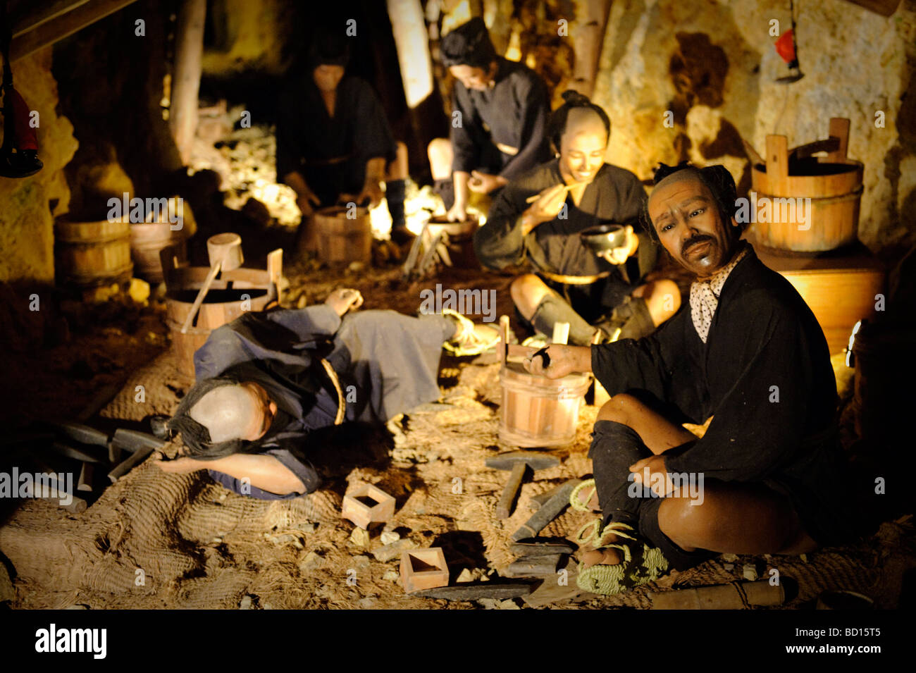 Un affichage dans le Sado Kinzan gold mine museum, l'île de Sado, Niigata au Japon, le 4 avril 2009. Banque D'Images