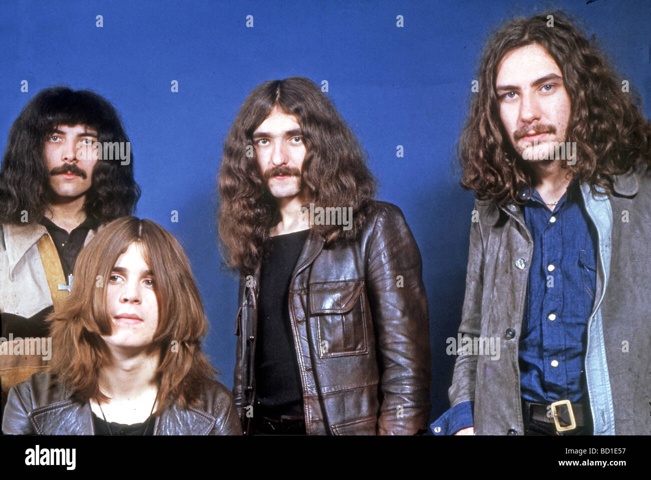 BLACK SABBATH, groupe de rock britannique de 1973 avec de gauche à droite : Tony Iommi Ozzy Osbourne, Geezer Butler, Bill Ward bas Banque D'Images