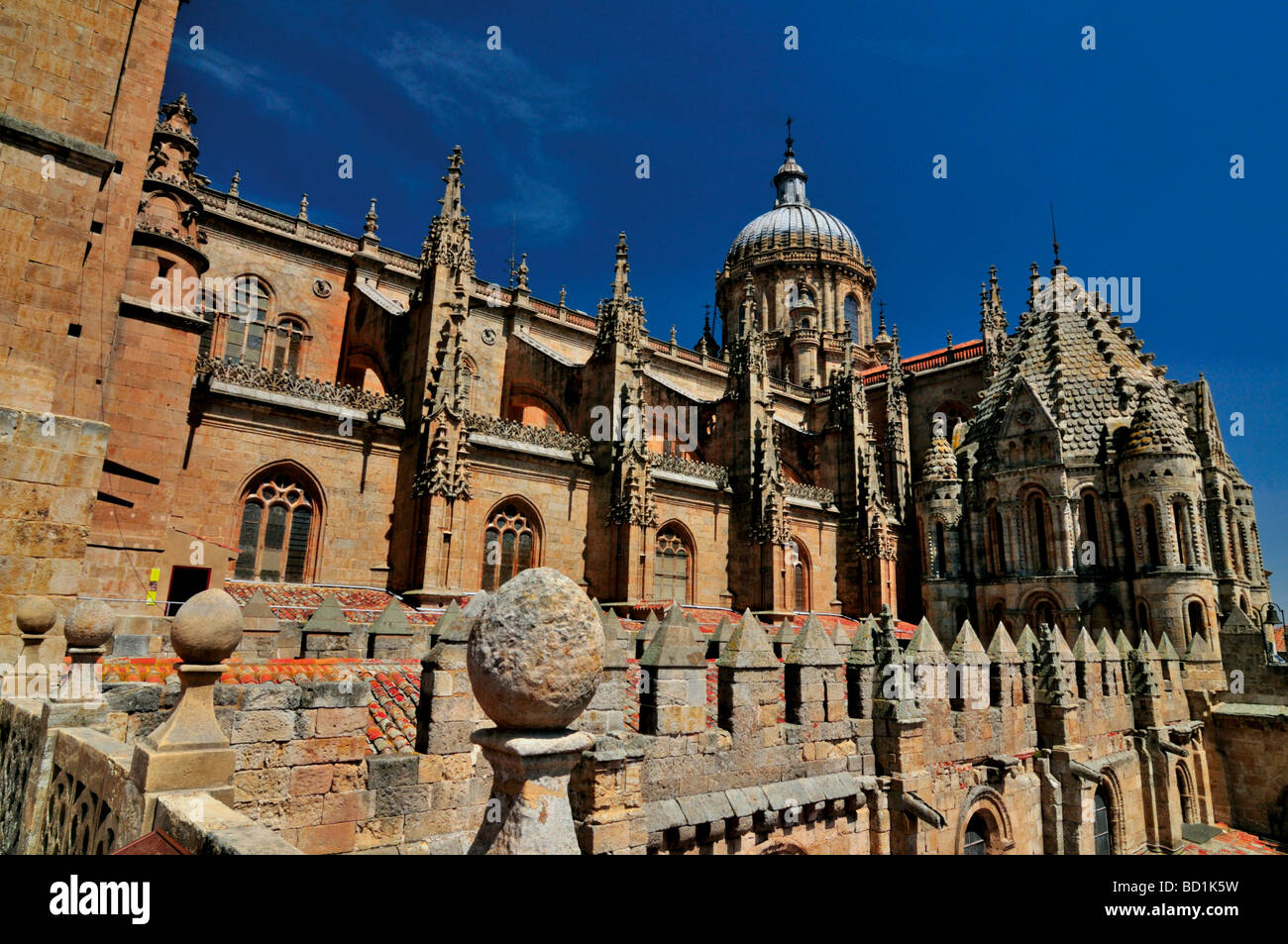 L'Espagne, Salamanque : Détail de la Torre del Galo sur le dessus de l'ancienne Cathédrale Banque D'Images