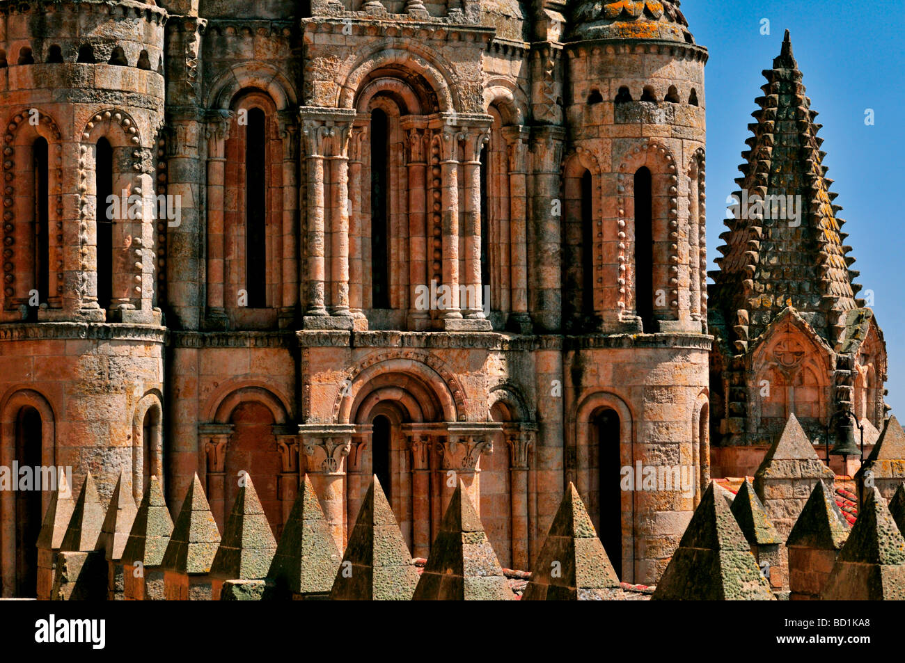L'Espagne, Salamanque : Détail de la Torre del Galo sur le dessus de l'ancienne Cathédrale Banque D'Images