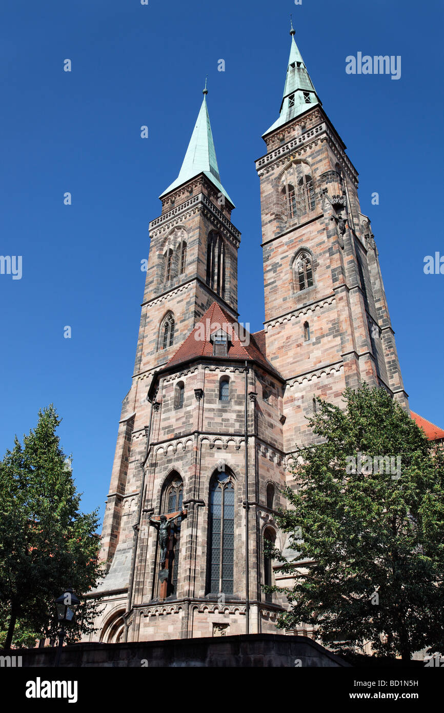 Église Saint Sebaldus, protestante, pier basilique, centre historique, Nuremberg, Middle Franconia, Franconia, Germany, Europe Banque D'Images