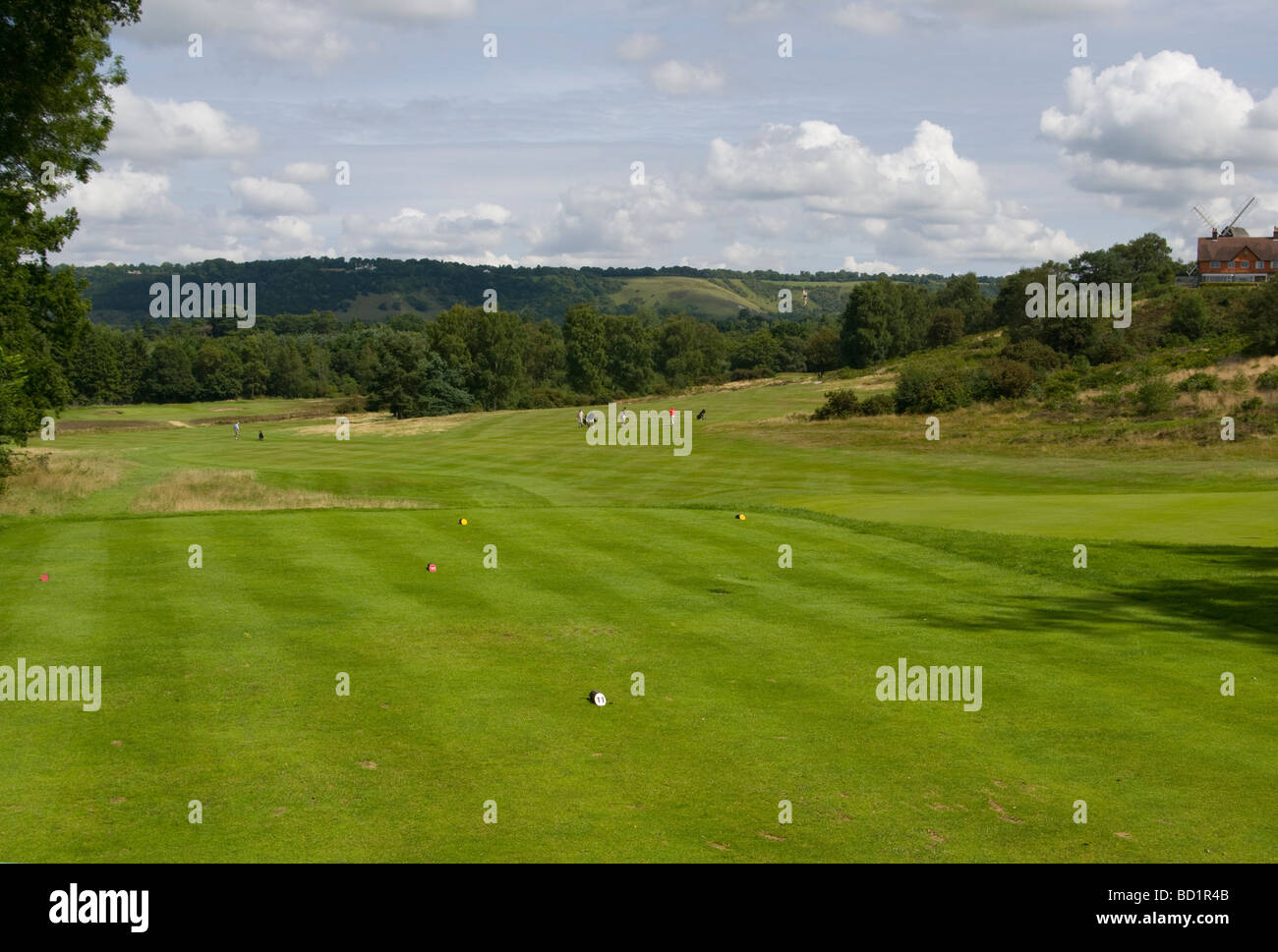 Reigate Heath Golf avec les North Downs Surrey en Angleterre dans la distance Banque D'Images