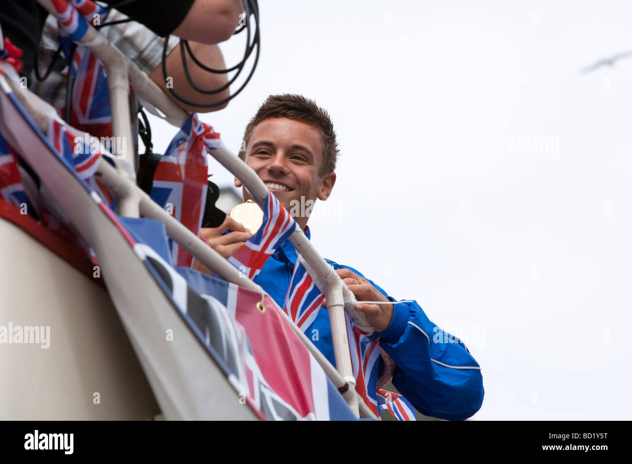 Tom Daley réception officielle et de parade. Plymouth Devon. Sud-ouest. Plongeur champion du monde de la Fina. Plongeur olympique médaille montrant. Banque D'Images