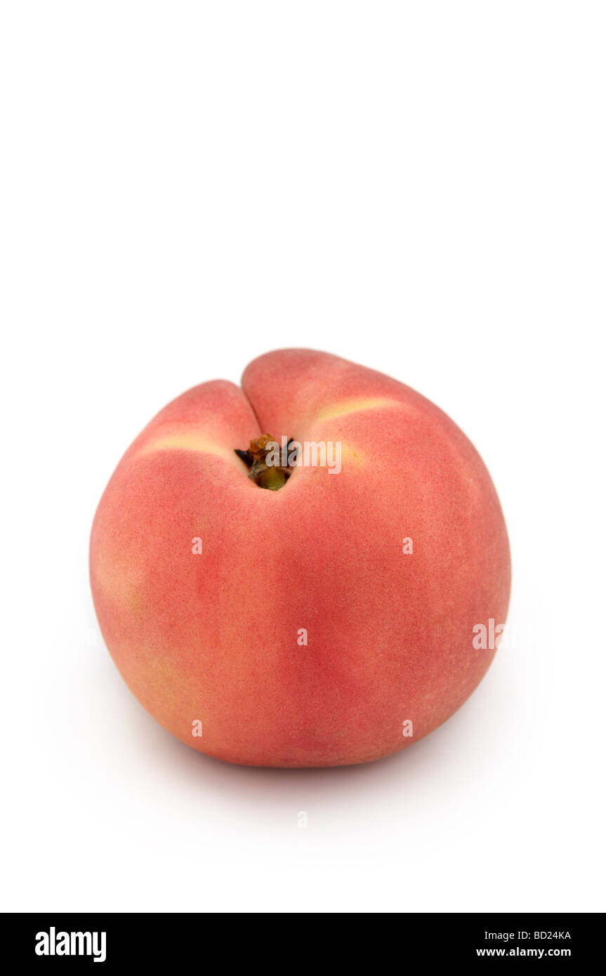 Pêche blanche, à chair blanche pêche (Prunus persica) Banque D'Images