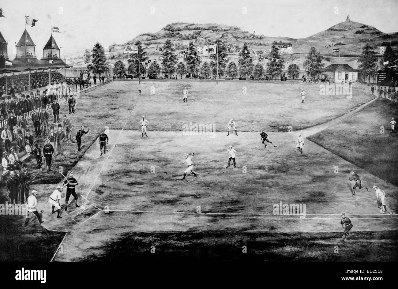 La ligue de la Californie San Francisco, Oakland vs, le 9 septembre 1890. L'histoire du baseball américain Banque D'Images