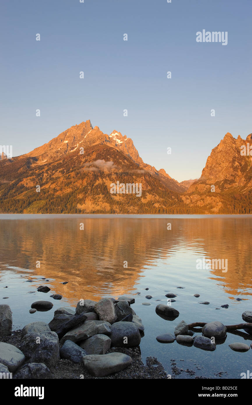 Jenny Lake et Teton Mountain Range Parc National de Grand Teton Wyoming USA Banque D'Images