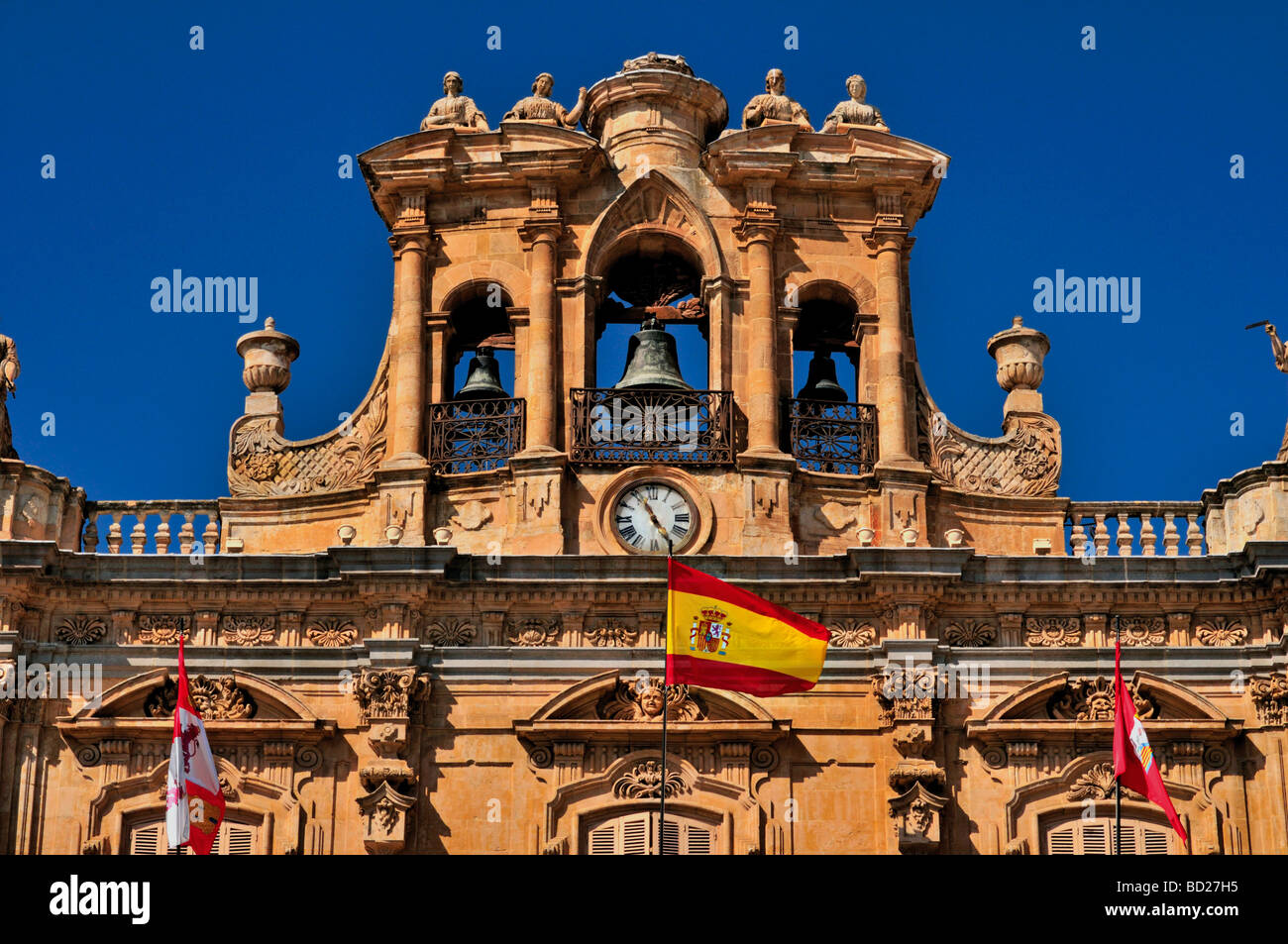 L'Espagne, Salamanque : clocher de l'hôtel de ville à la Plaza Mayor Banque D'Images