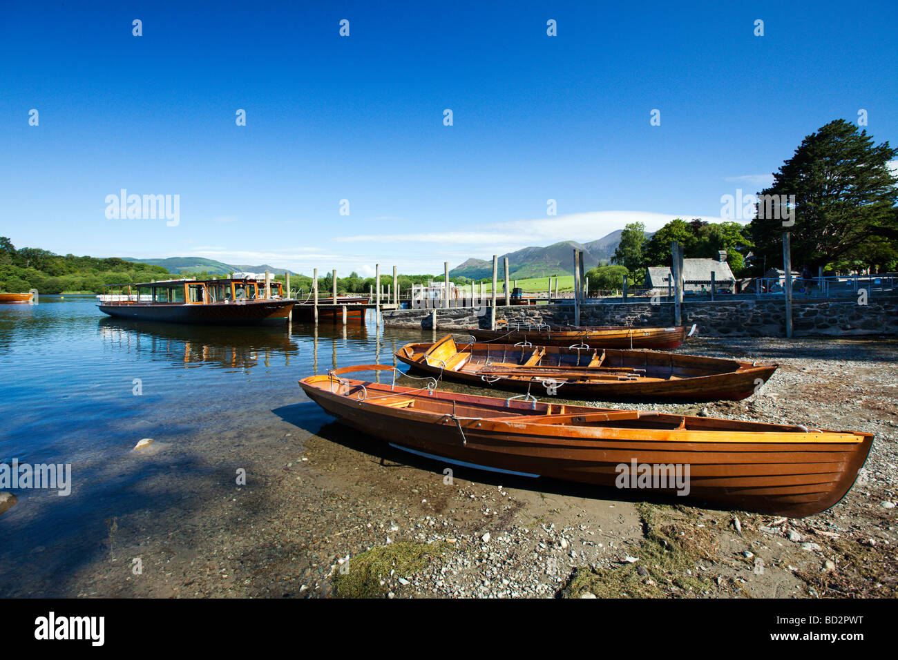 Erwent "Eau" l'atterrissage d'Keswick Ferry bateaux sur le lac, le Lake District 'Borrowdale' Cumbria England UK Banque D'Images