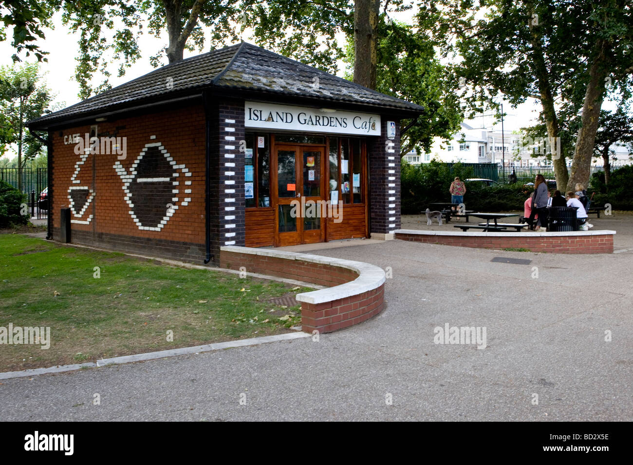 Les jardins de l'île Cafe Banque D'Images