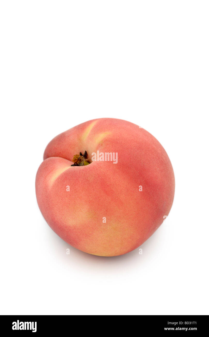 Pêche blanche, à chair blanche pêche (Prunus persica) Banque D'Images
