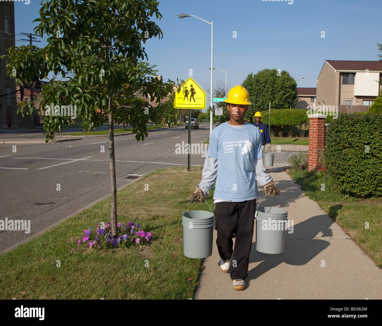 Conservation d'été Programme d'emploi pour les jeunes du secondaire à Detroit Banque D'Images