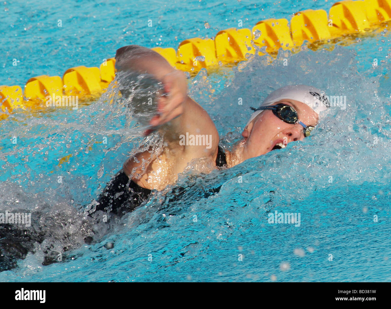 Britta Steffen GER concurrentes dans le 100m nage libre aux Championnats du Monde de Natation FINA Rome Italie Banque D'Images