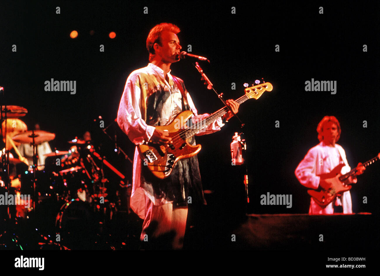 La POLICE - groupe de rock britannique en 1986 avec Sting et Andy Summers à droite et Stuart Copeland à la batterie Banque D'Images
