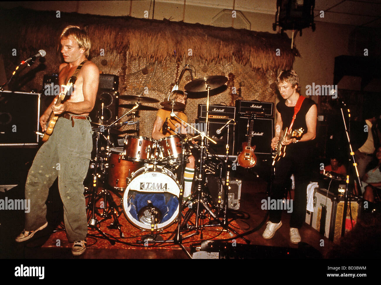 La POLICE - groupe de rock britannique en 1979. à partir de l : Sting, Stuart Copeland et Andy Summers Banque D'Images