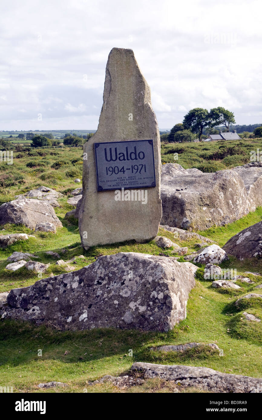 Carreg Waldo pierre commémorative de la poète gallois Waldo Williams l'a amenée, Mynachlog Ddu Galles pembrokeshire Banque D'Images