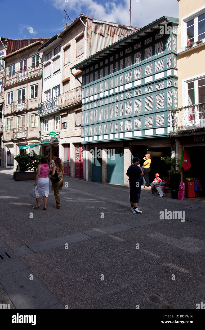 Les tamis House (Casa dos Crivos ou Gelosias) dans la ville de Braga, Portugal. 16th/typique du 17ème siècle érigée par un archevêque Banque D'Images