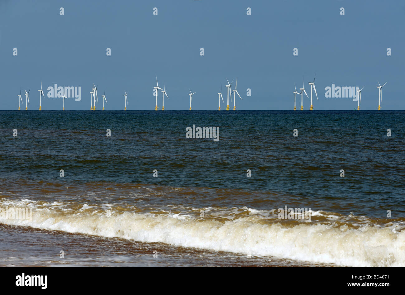 Parc éolien offshore, au Royaume-Uni. Banque D'Images