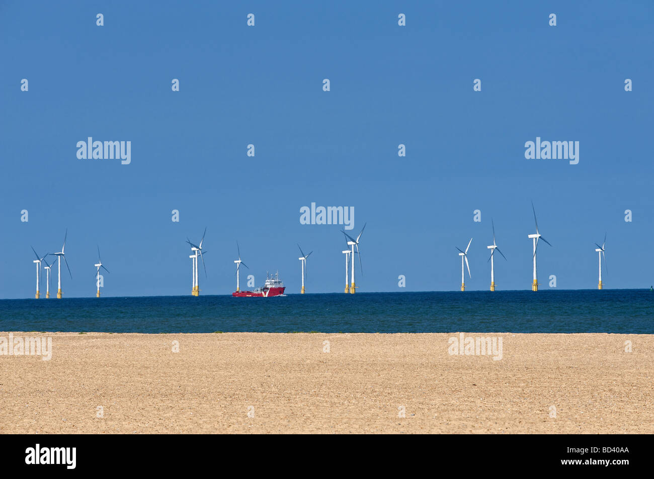 Parc éolien offshore, au Royaume-Uni. Banque D'Images