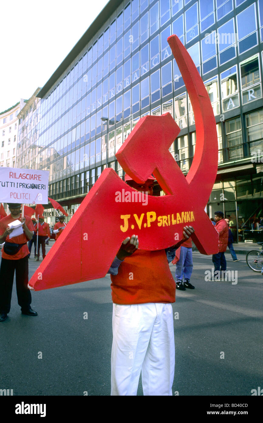 Démonstration politique de Milan 1992 Banque D'Images