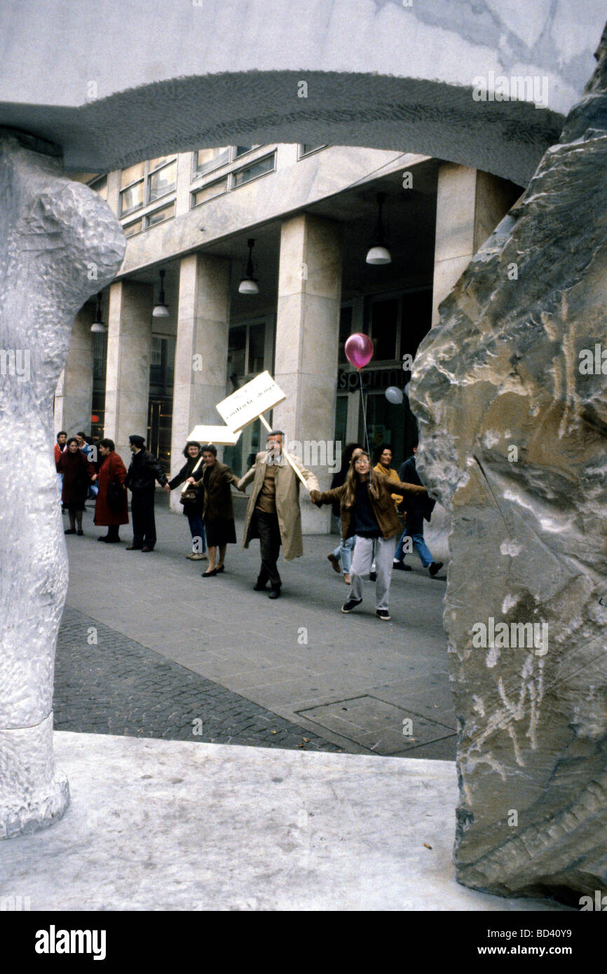 Démonstration politique de Milan 1992 Banque D'Images