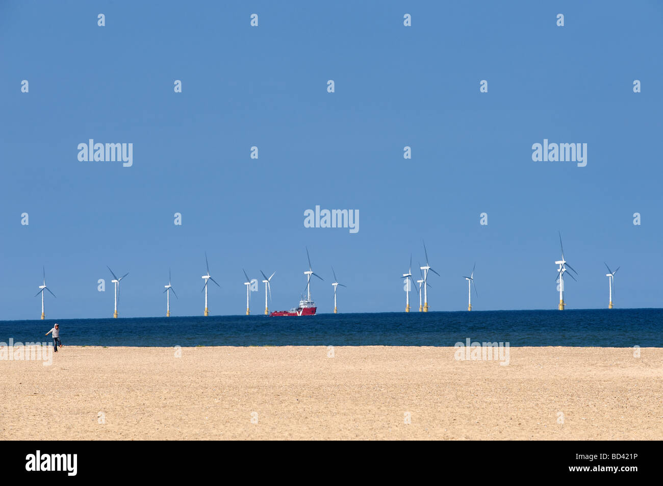 Parc éolien offshore, au Royaume-Uni. Banque D'Images