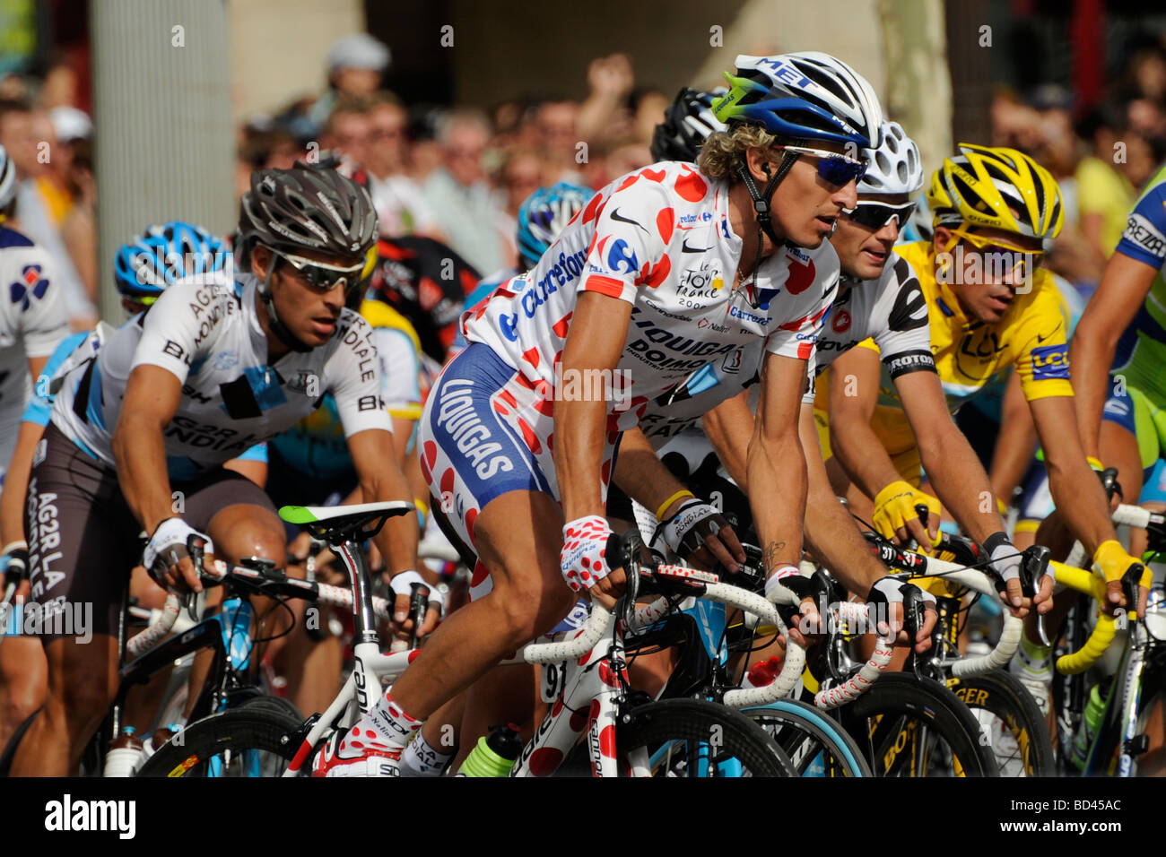 Franco Pellizotti : Dernière étape de la Tour de France 2009, avenue des Champs-Élysées, Paris, France. Banque D'Images