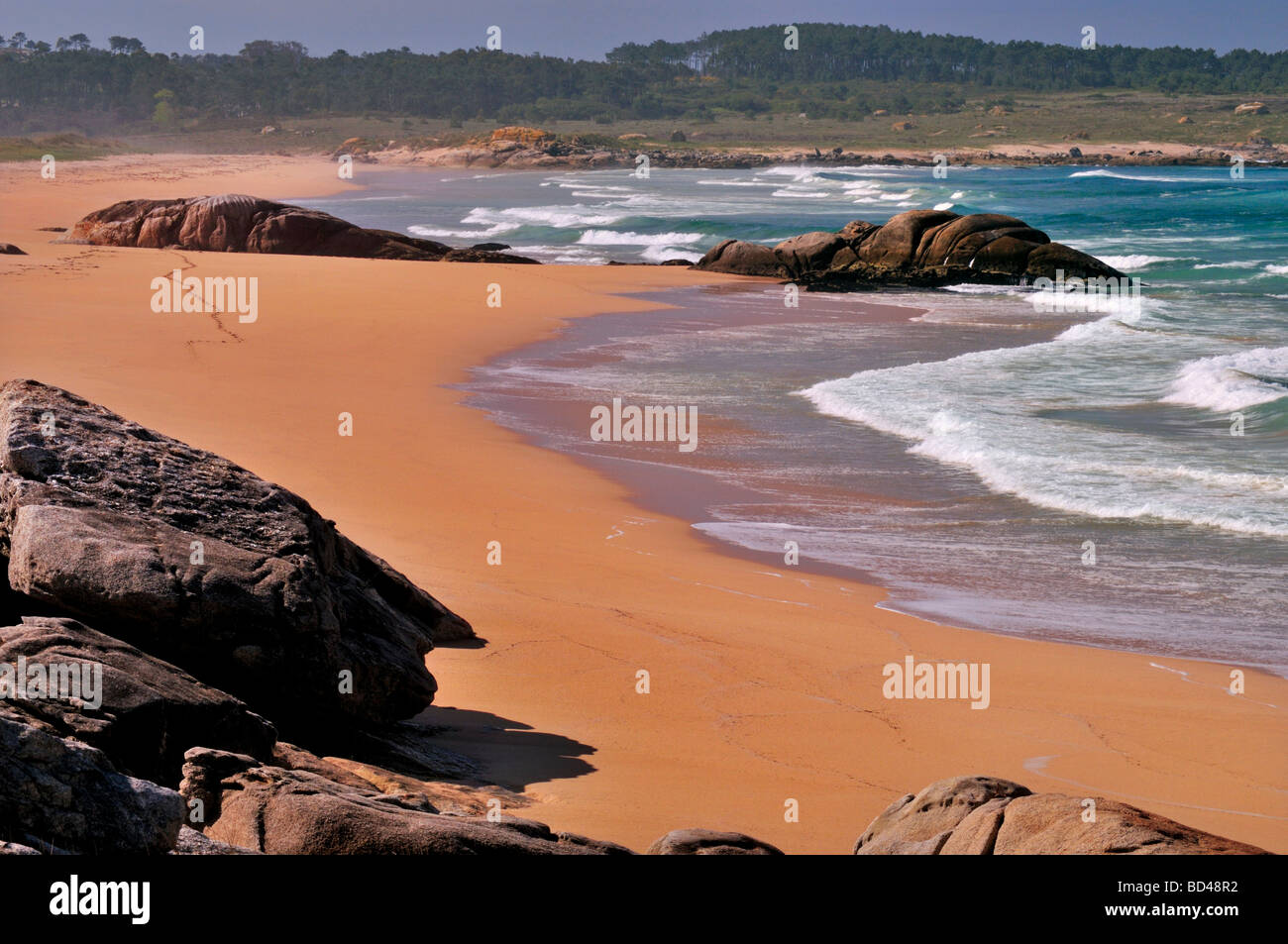 L'Espagne, la Galice : : plage Praia de Vilar dans le Parc Naturel Corrubedo Banque D'Images