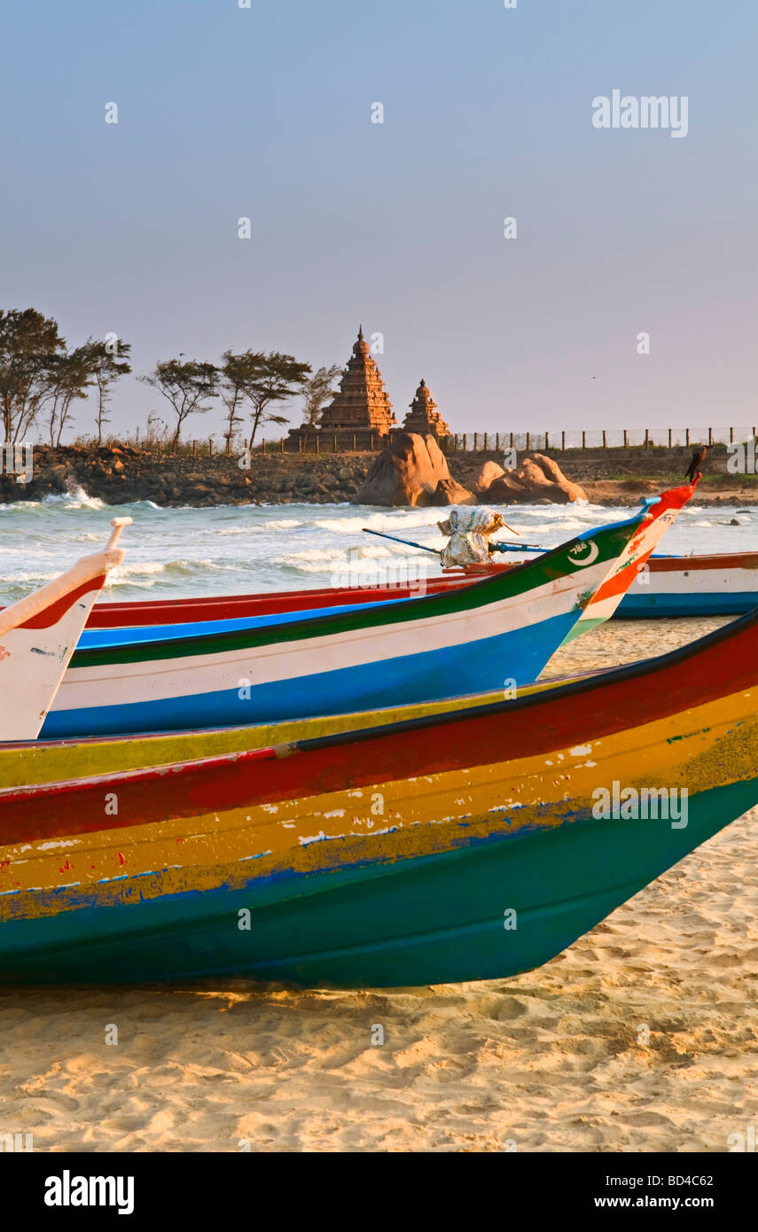 Beach et Shore Temple Mahabalipuram Tamil Nadu Inde Banque D'Images
