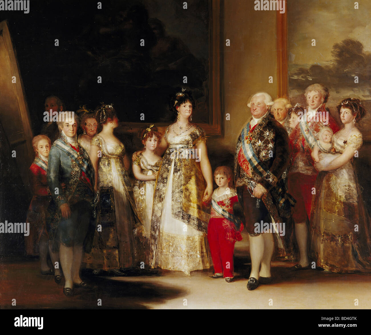 Charles IV, 11.11.1748 - 20.1.1819, roi d'Espagne 1788 - 1808, pleine longueur, avec sa famille, peinture de Francisco José de Goya y, Banque D'Images