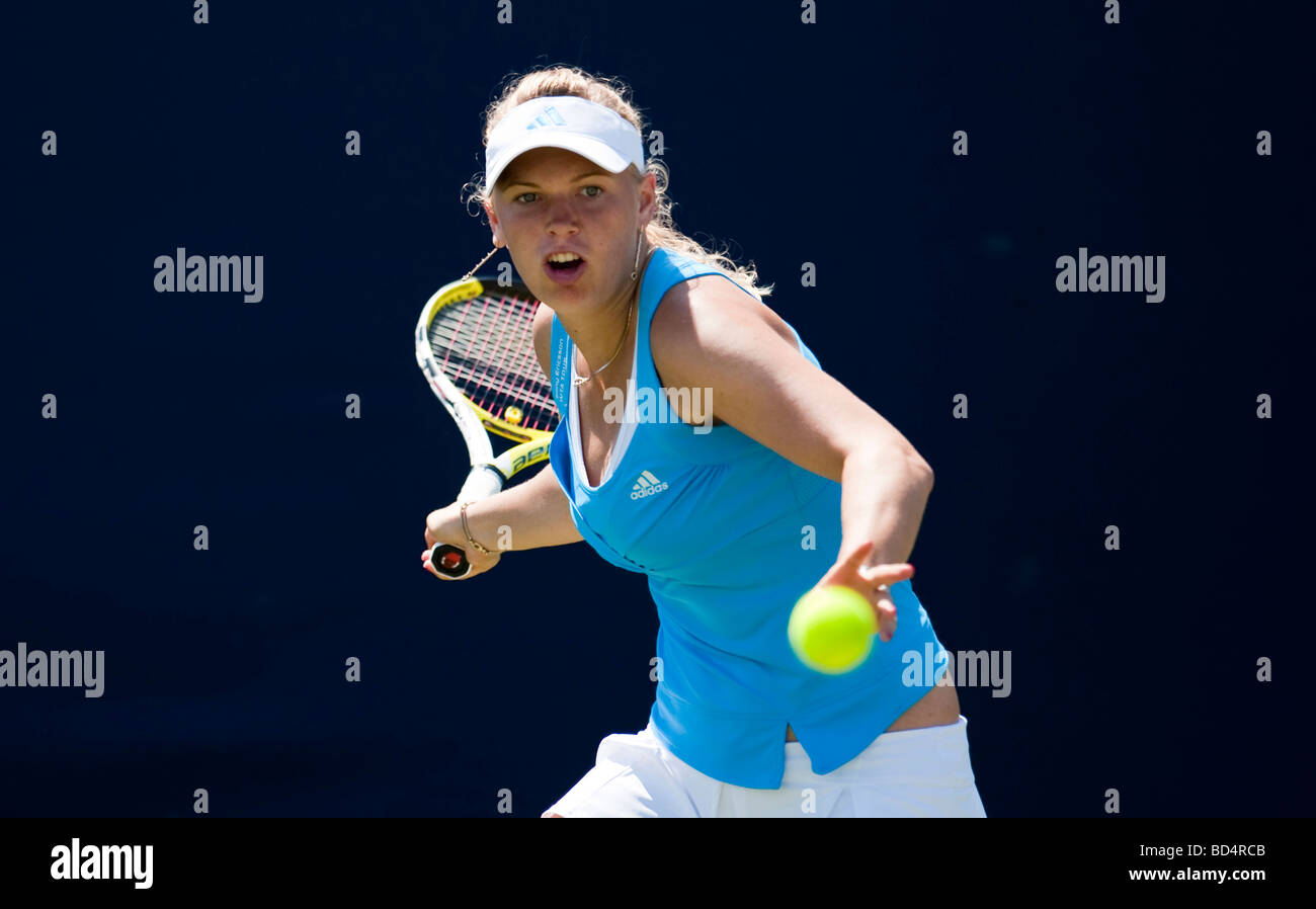 Caroline Wozniacki en action Banque D'Images