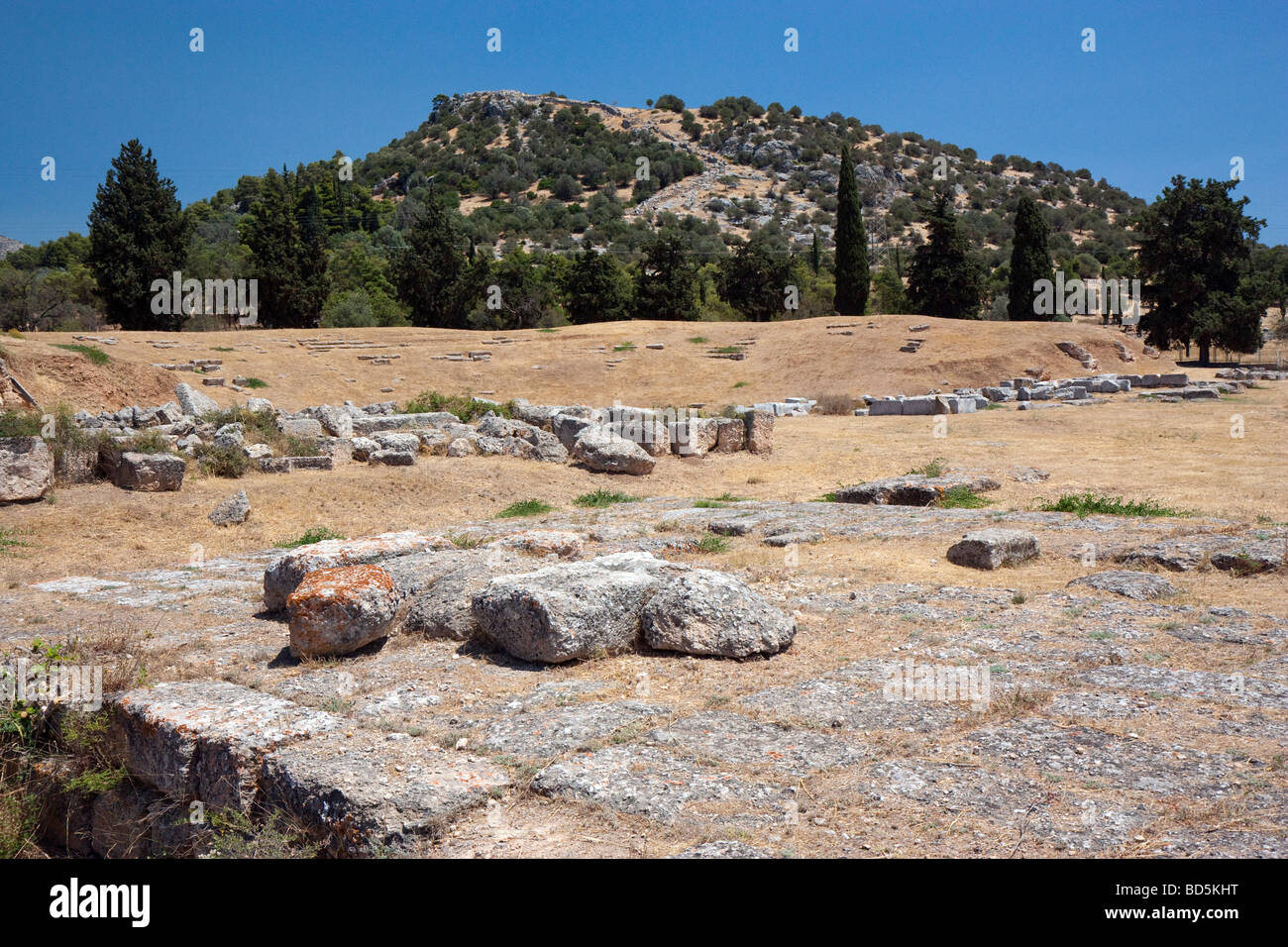 Le théâtre et l'acropole d'Eretria, Grèce. Banque D'Images