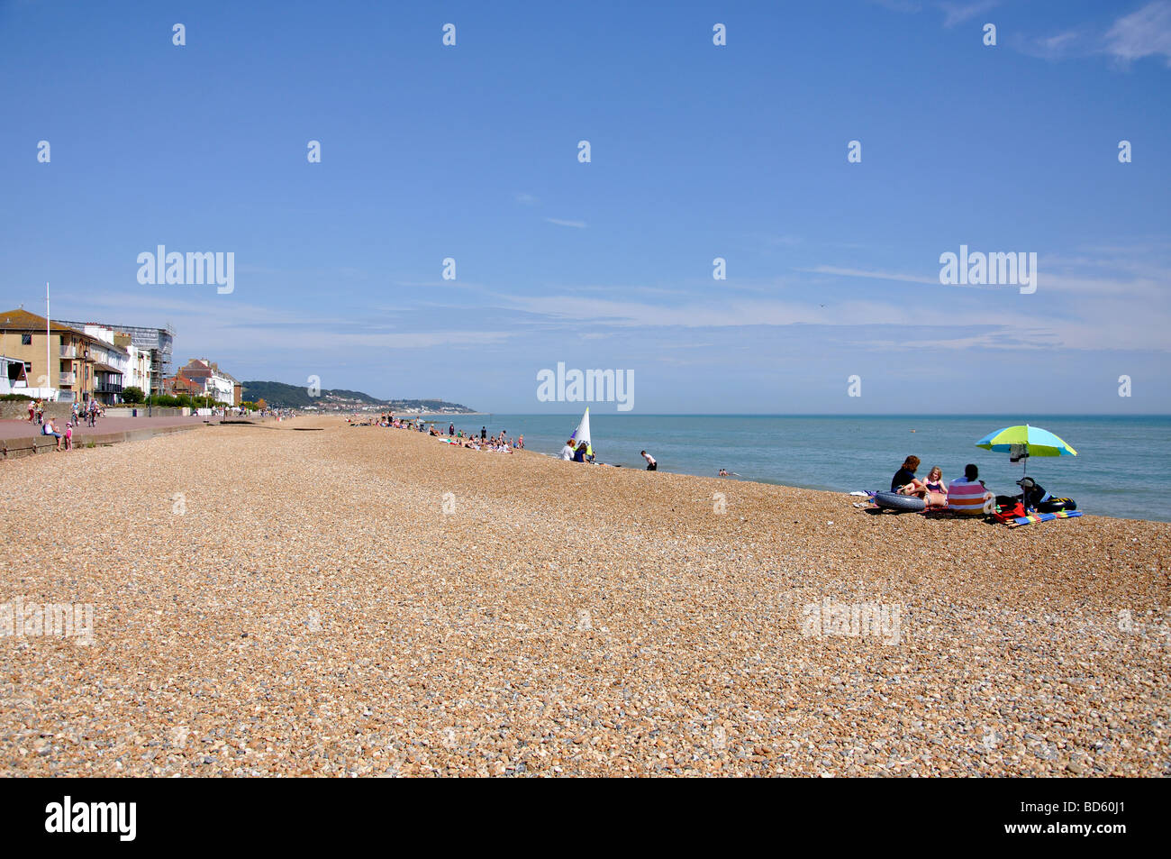 Plage et de la promenade, Hythe, dans le Kent, Angleterre, Royaume-Uni Banque D'Images