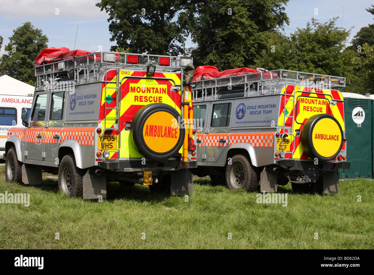 Edale Mountain Rescue Team des véhicules d'intervention d'urgence. Banque D'Images
