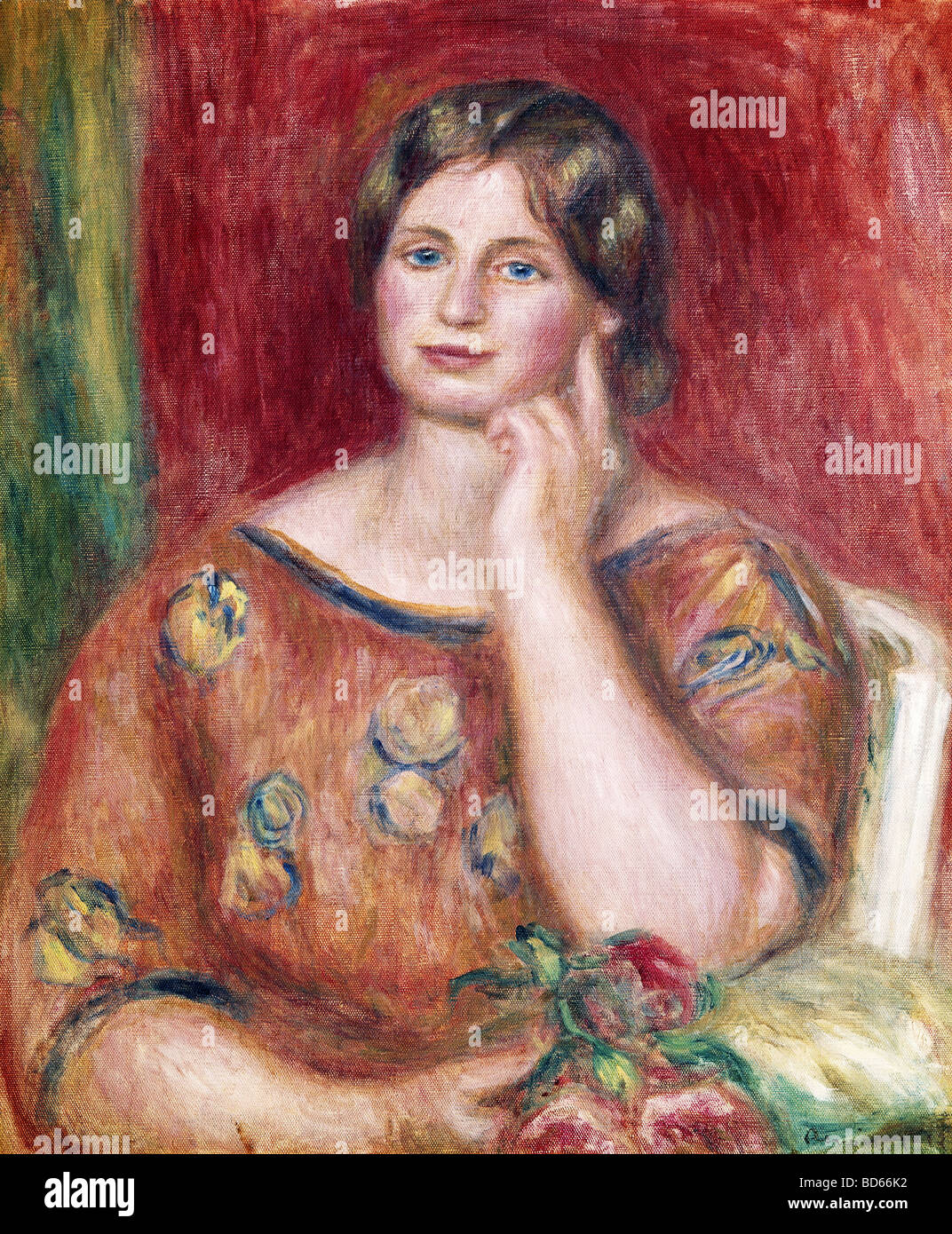 Beaux-arts, Renoir, Auguste (1841 - 1919), peinture, "Portrait de madame Osthaus', 1913, Musée Folkwang, Essen, de l'Impressionnisme Banque D'Images