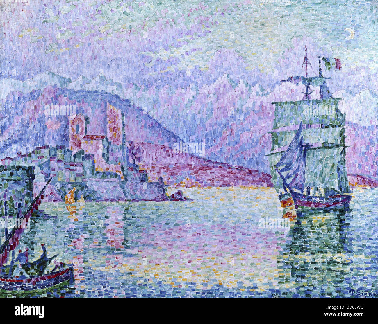 Beaux-arts, Signac, Paul, (1863 - 1935), peinture, 'Antibes, soir', 1914, huile sur toile, Musée de la ville, Strasbourg, Fra Banque D'Images