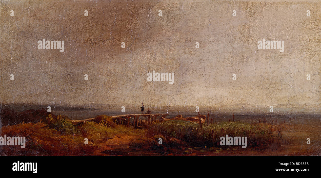 Beaux-arts, Spitzweg, Carl (1808 - 1885), peinture, 'am Ammersee' (au lac Ammer), des galeries d'image de l'État de Bavière, depot, Mu Banque D'Images