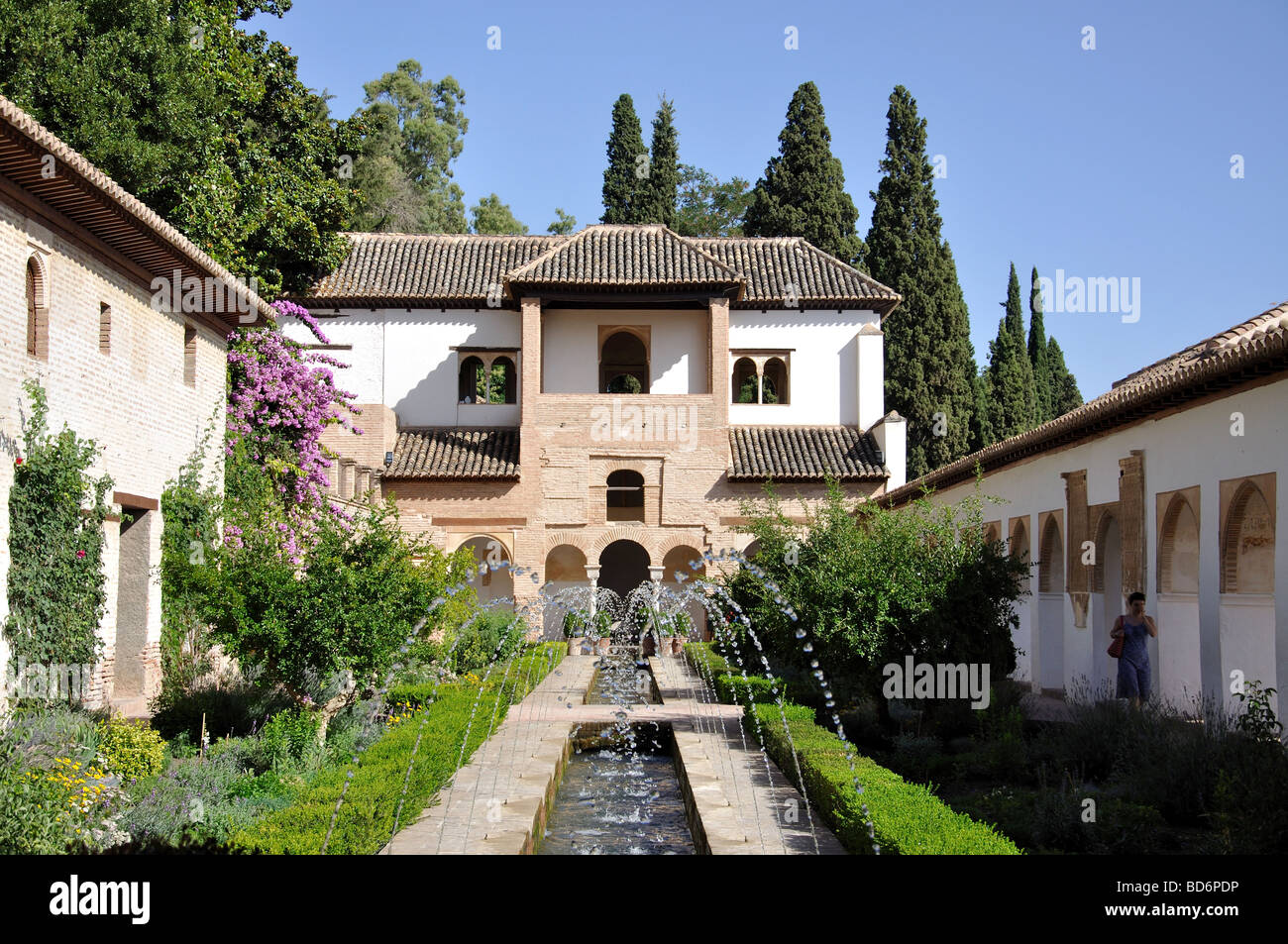 Le Patio de la Acequia, le Palacio de Generalife, La Alhambra, Granada, Granada Province, Andalusia, Spain Banque D'Images