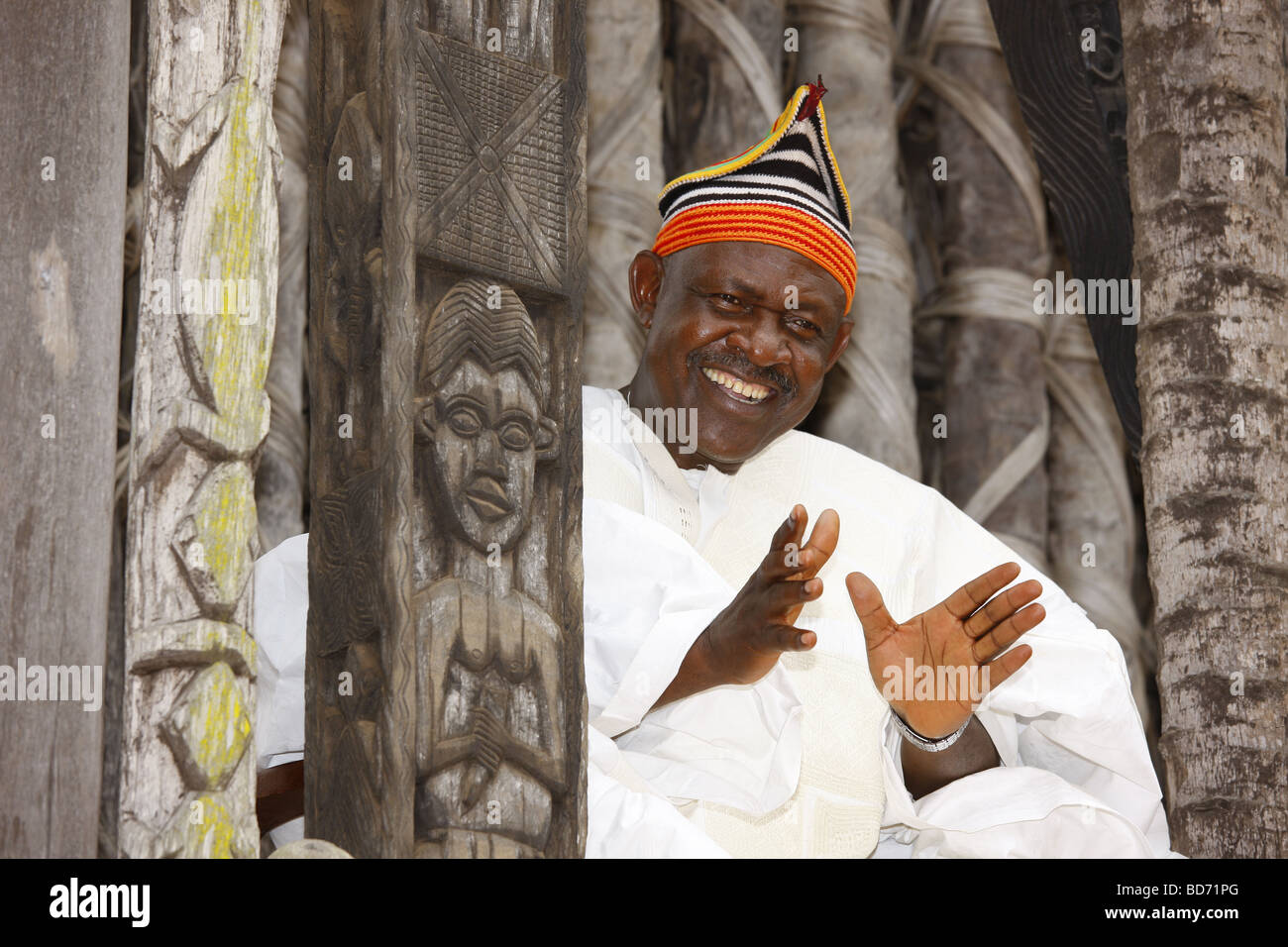 Fon Abumbi II, chef et juge, chef de ferme, l'ouest du Cameroun, Bafut, Cameroun, Afrique Banque D'Images