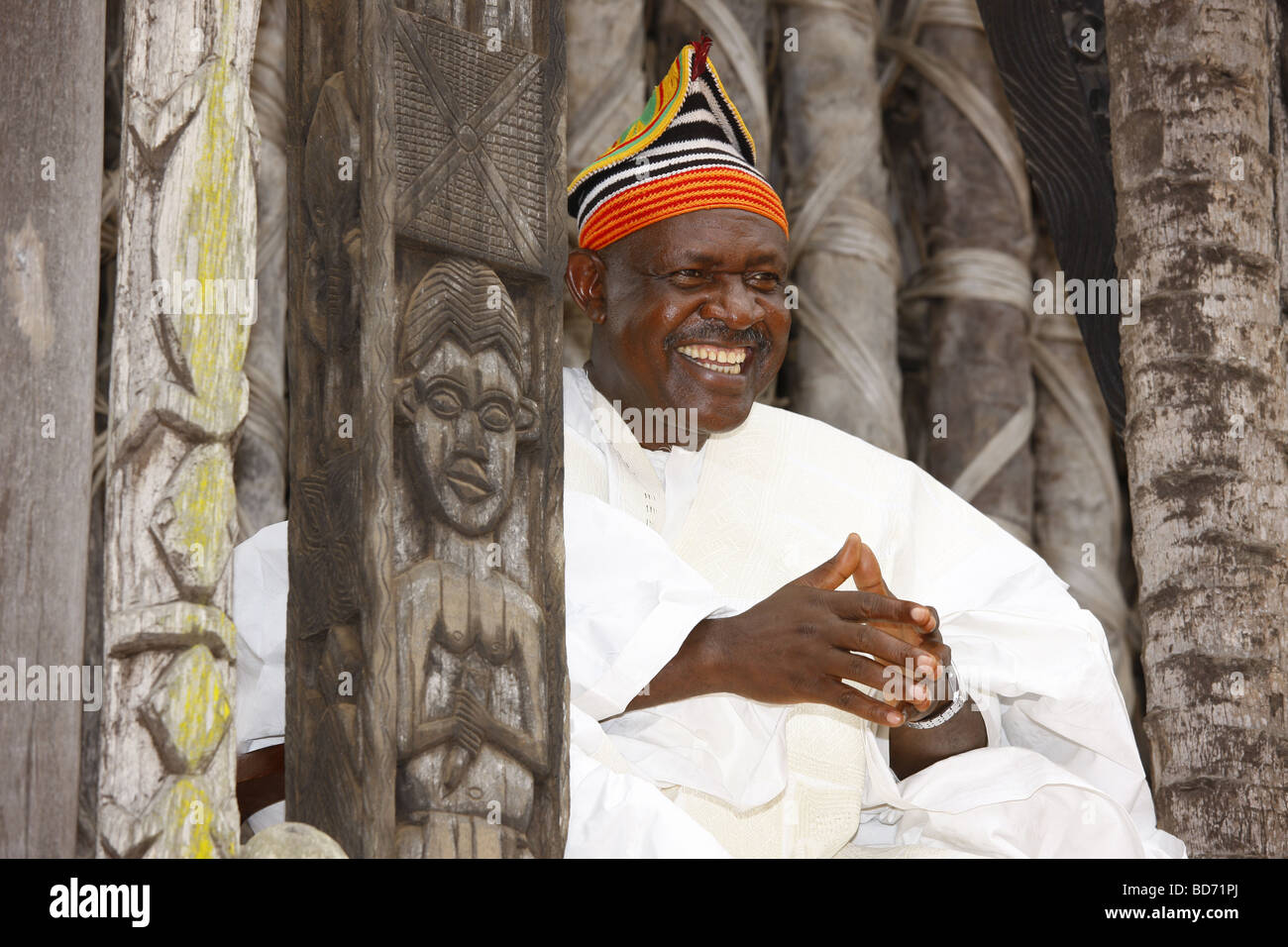 Fon Abumbi II, chef et juge, chef de ferme, l'ouest du Cameroun, Bafut, Cameroun, Afrique Banque D'Images
