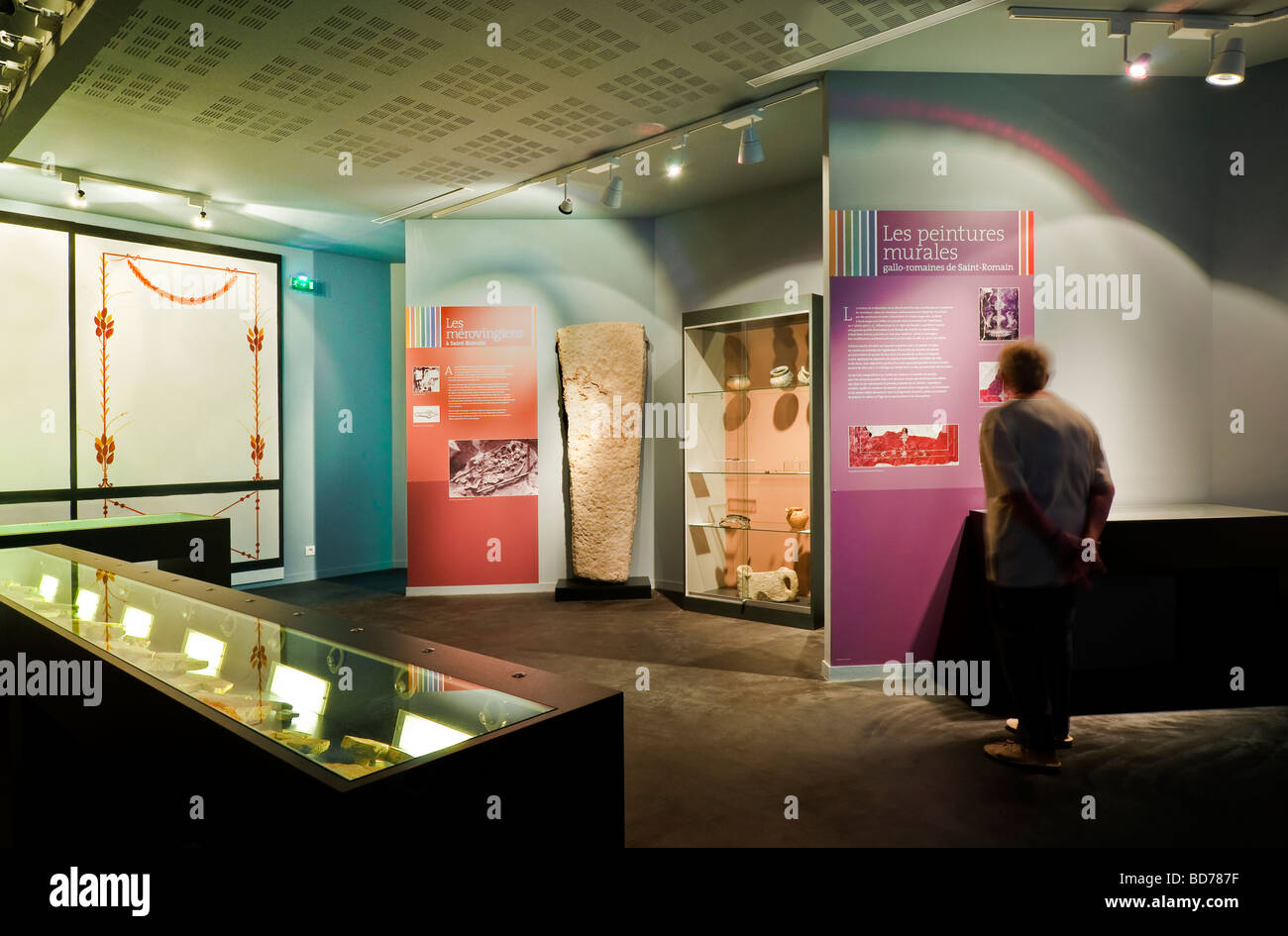 Voir l'exposition de la salle d'affichage nouvellement converti en musée Archéologique / Musée archéologique - Martizay, Indre, France. Banque D'Images