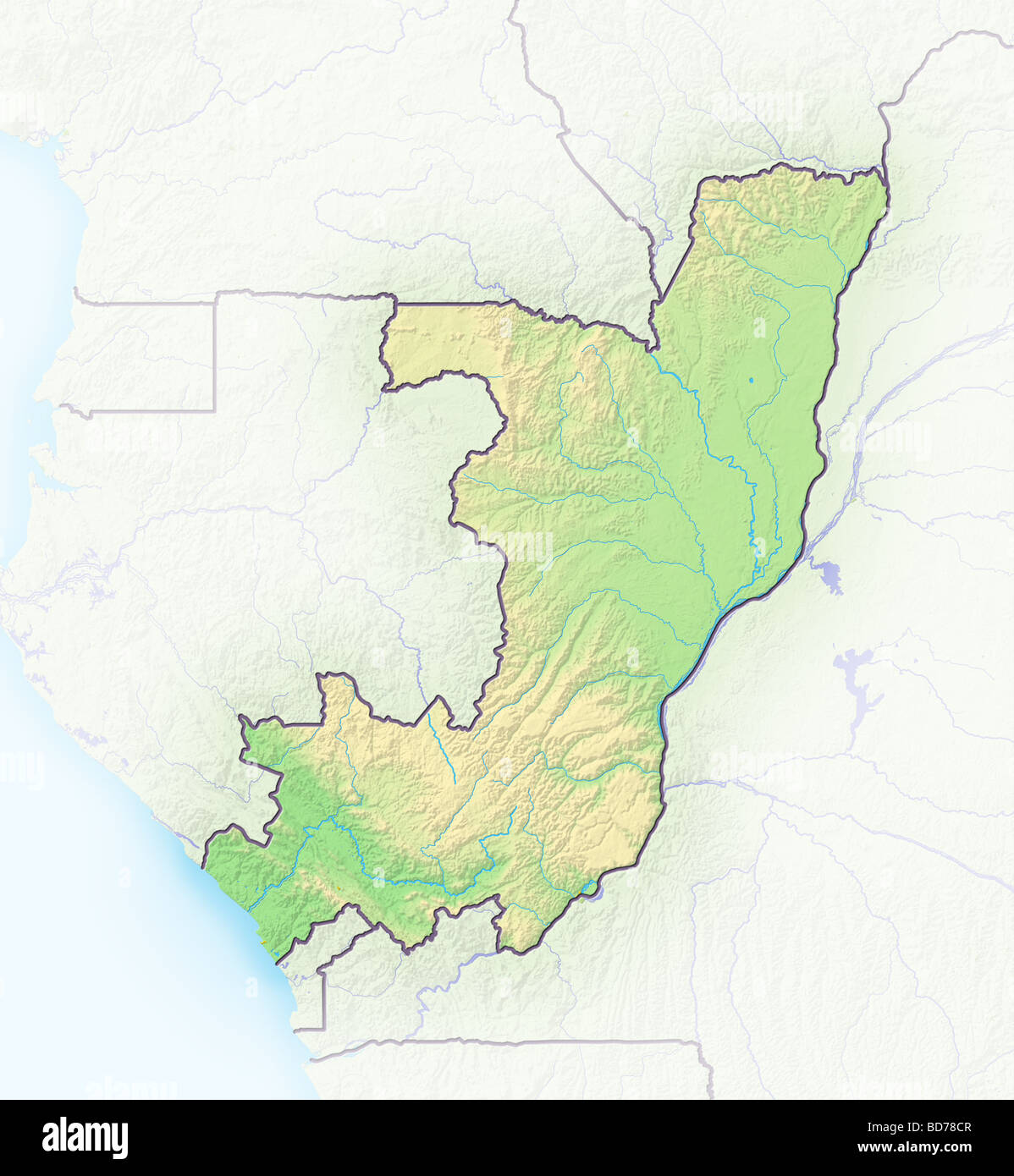 Carte politique du Congo. Banque D'Images