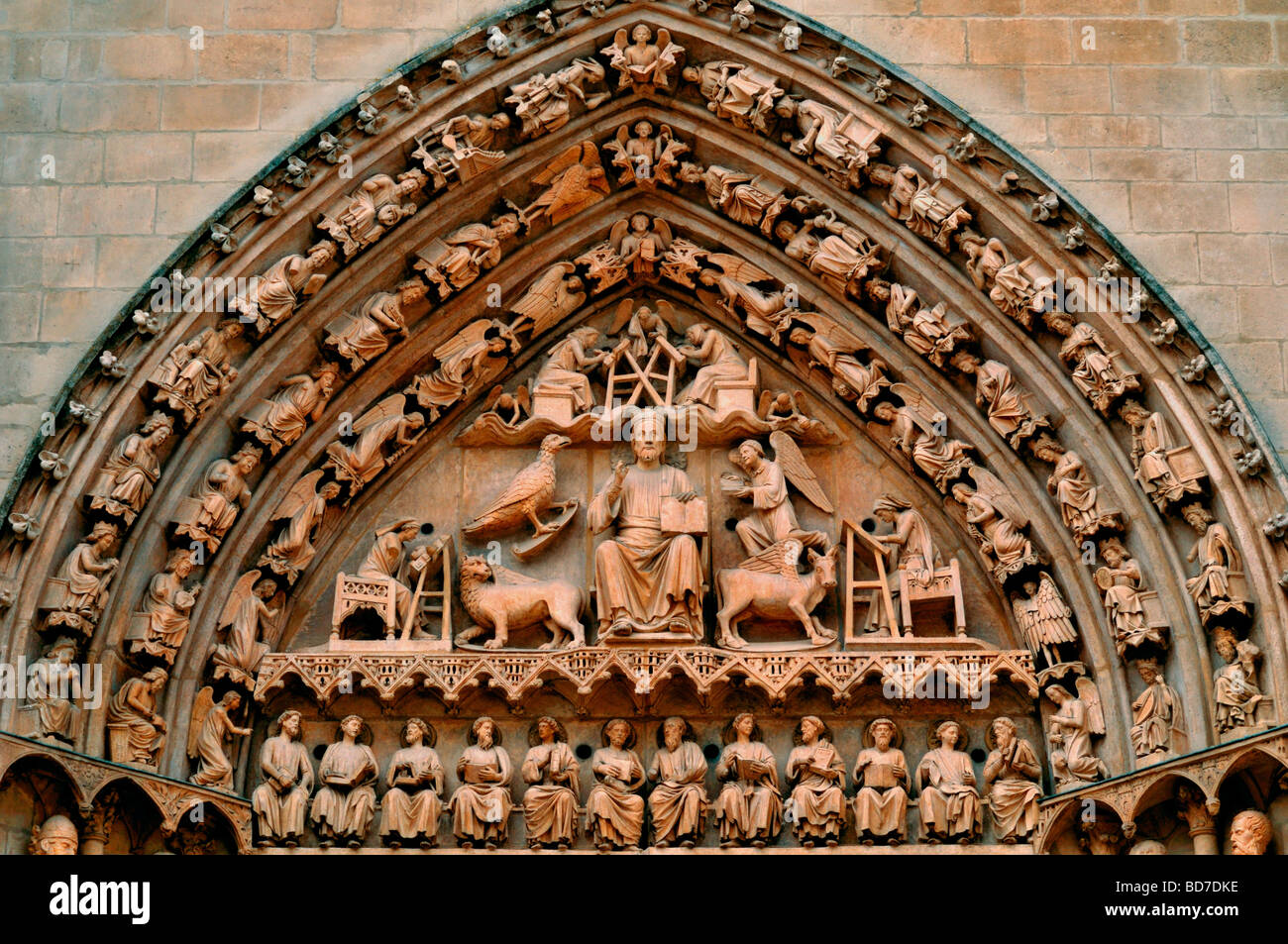 L'Espagne, Saint James Way : tympan du Sarmental porte de Cathédrale Notre-Dame de Burgos Banque D'Images