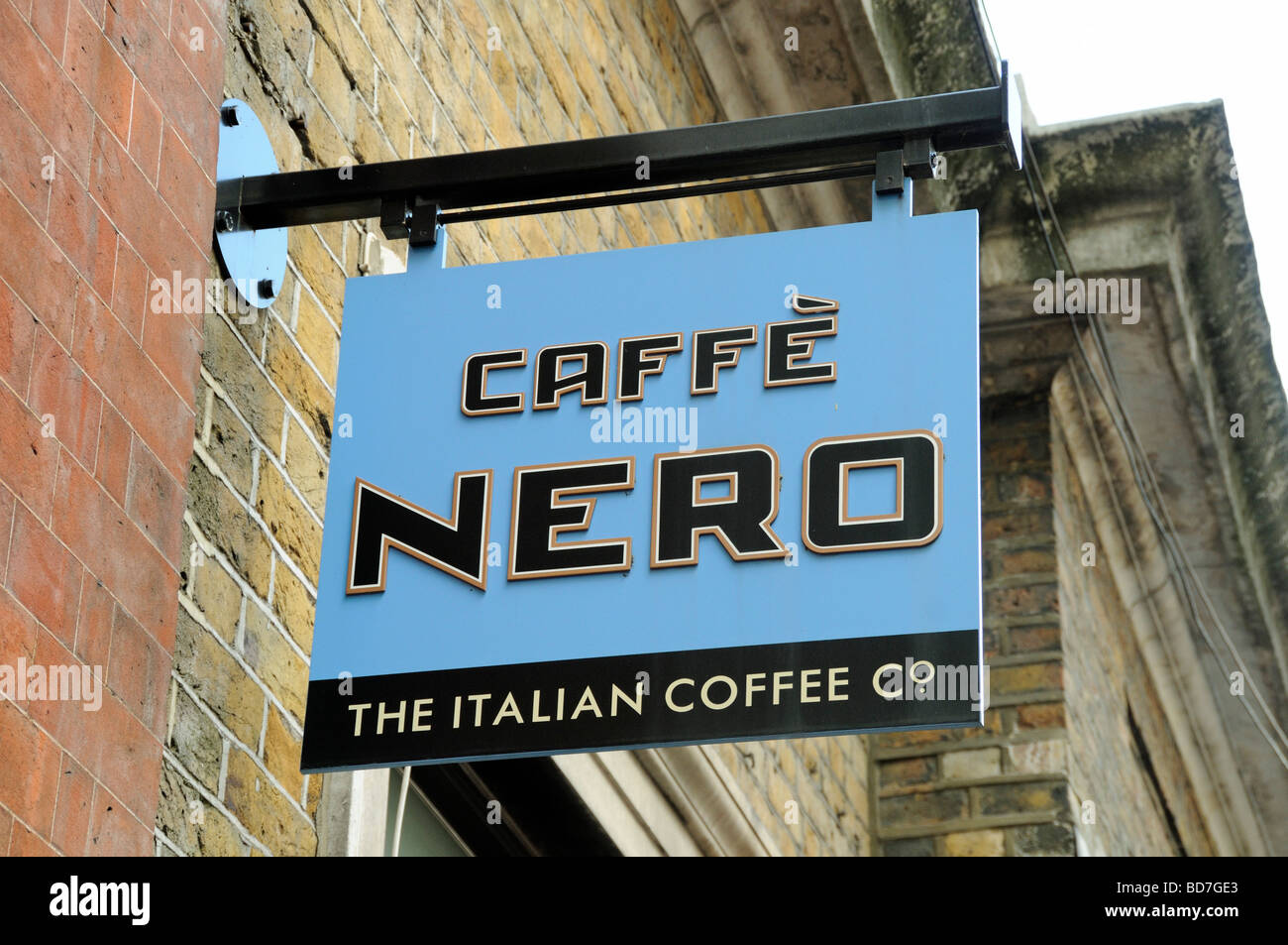 Signe de Caffe Nero Banque D'Images